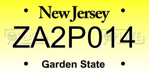 ZA2P014 New Jersey License Plate