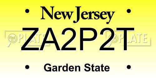 ZA2P2T New Jersey License Plate