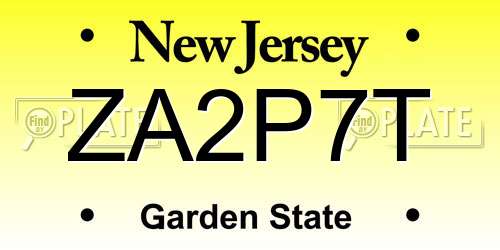 ZA2P7T New Jersey License Plate
