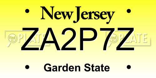 ZA2P7Z New Jersey License Plate