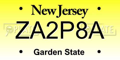ZA2P8A New Jersey License Plate