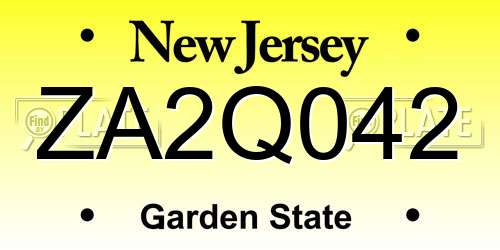 ZA2Q042 New Jersey License Plate