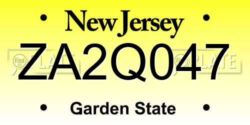 ZA2Q047 New Jersey License Plate