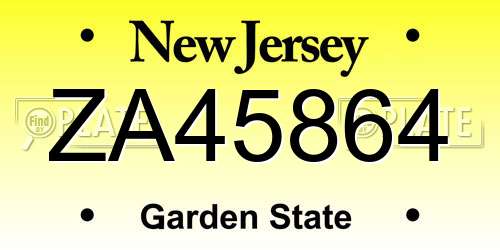 ZA45864 New Jersey License Plate
