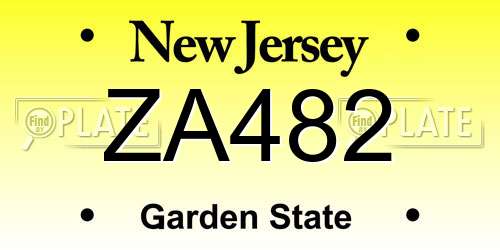 ZA482 New Jersey License Plate