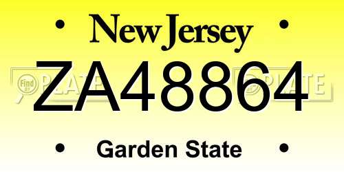 ZA48864 New Jersey License Plate
