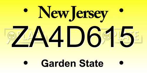ZA4D615 New Jersey License Plate