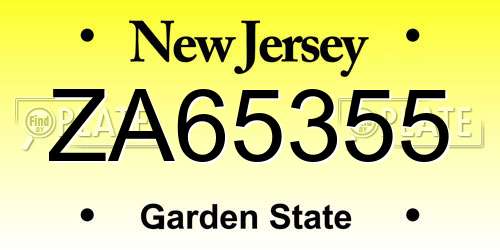 ZA65355 New Jersey License Plate