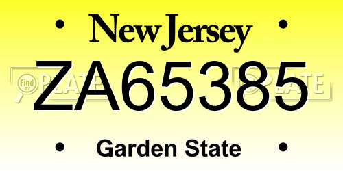 ZA65385 New Jersey License Plate