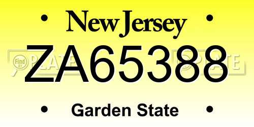 ZA65388 New Jersey License Plate