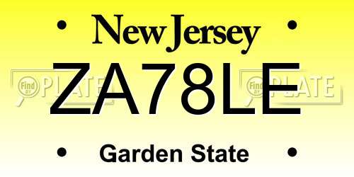 ZA78LE New Jersey License Plate