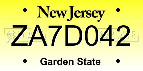 ZA7D042 New Jersey License Plate