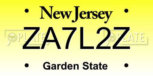ZA7L2Z New Jersey License Plate