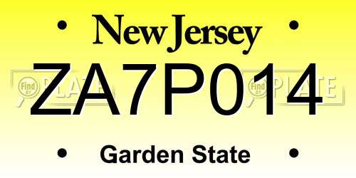 ZA7P014 New Jersey License Plate