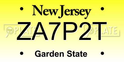 ZA7P2T New Jersey License Plate