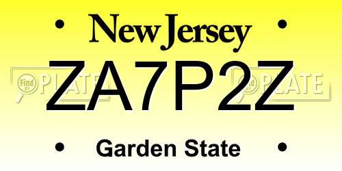 ZA7P2Z New Jersey License Plate