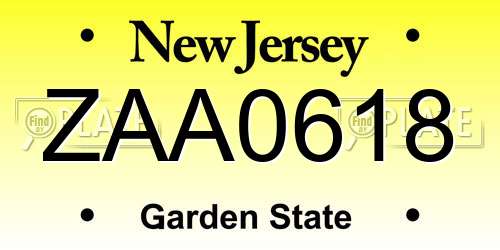 ZAA0618 New Jersey License Plate