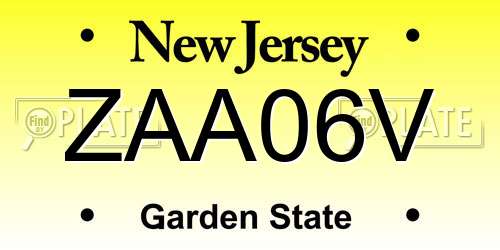 ZAA06V New Jersey License Plate