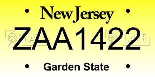 ZAA1422 New Jersey License Plate