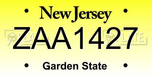 ZAA1427 New Jersey License Plate