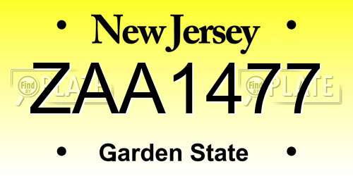 ZAA1477 New Jersey License Plate
