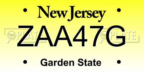 ZAA47G New Jersey License Plate