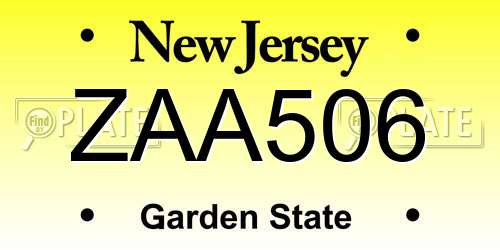 ZAA506 New Jersey License Plate
