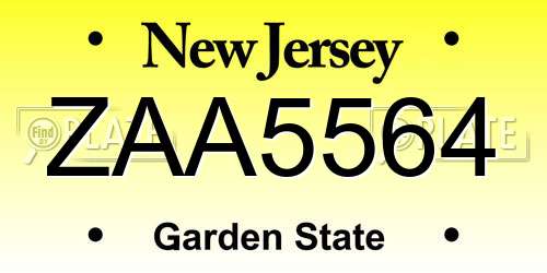 ZAA5564 New Jersey License Plate