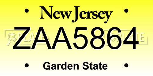 ZAA5864 New Jersey License Plate