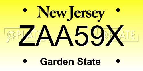 ZAA59X New Jersey License Plate