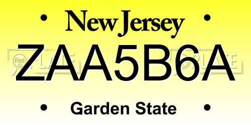 ZAA5B6A New Jersey License Plate
