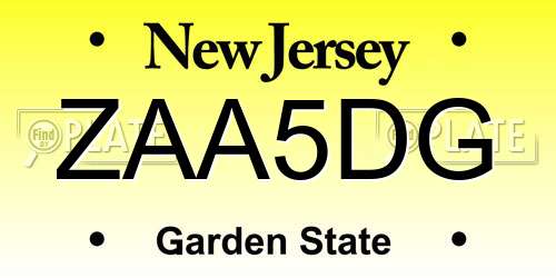 ZAA5DG New Jersey License Plate