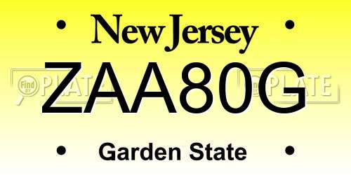 ZAA80G New Jersey License Plate