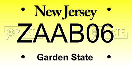 ZAAB06 New Jersey License Plate