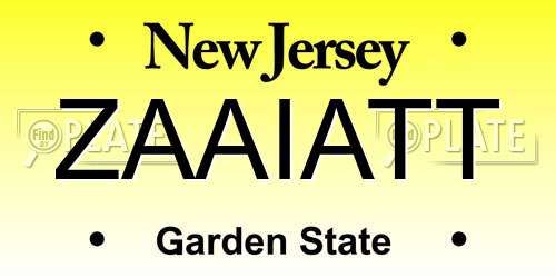 ZAAIATT New Jersey License Plate