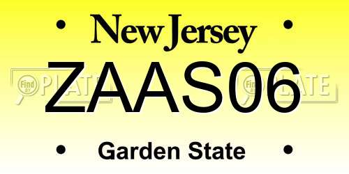 ZAAS06 New Jersey License Plate