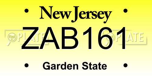 ZAB161 New Jersey License Plate