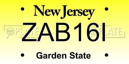 ZAB16I New Jersey License Plate