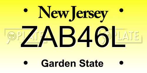 ZAB46L New Jersey License Plate