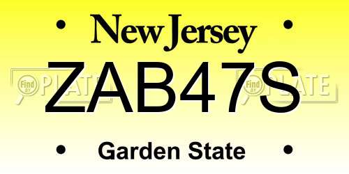 ZAB47S New Jersey License Plate