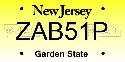 ZAB51P New Jersey License Plate