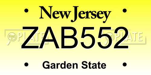 ZAB552 New Jersey License Plate