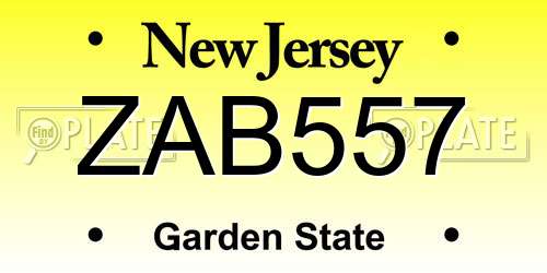 ZAB557 New Jersey License Plate
