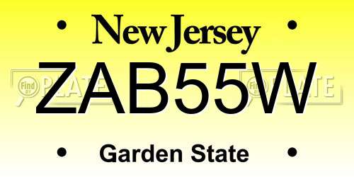 ZAB55W New Jersey License Plate