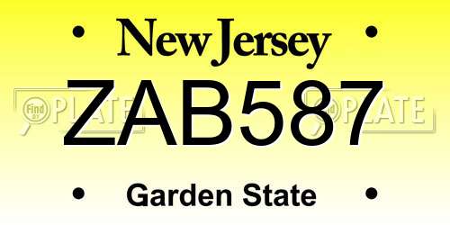 ZAB587 New Jersey License Plate