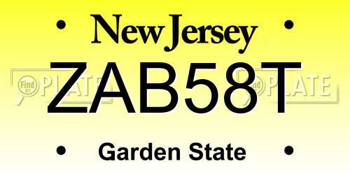 ZAB58T New Jersey License Plate