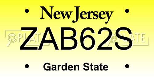 ZAB62S New Jersey License Plate