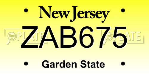 ZAB675 New Jersey License Plate