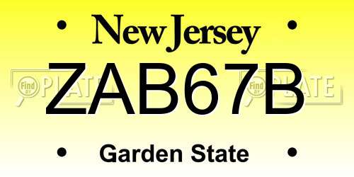 ZAB67B New Jersey License Plate