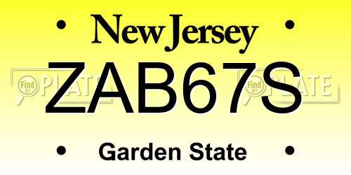 ZAB67S New Jersey License Plate